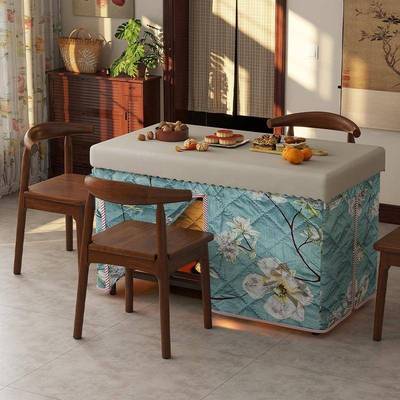 火桌家用202烤5FNB季取暖架1.2米吃饭烤火一体长方形桌冬简易餐茶