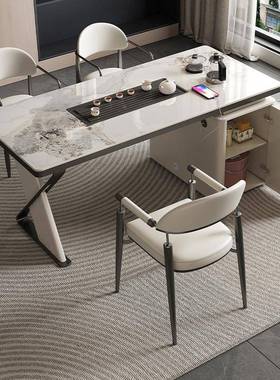 轻奢岩茶桌椅多功能组现代简约办GVT公家用茶台泡茶桌合烧水板壶