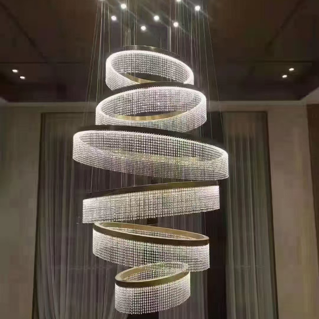 水晶灯中山客厅复式楼楼梯家
