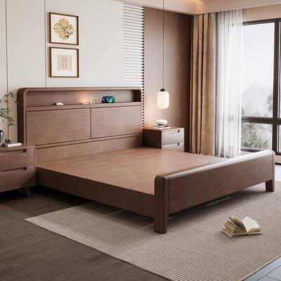 全木榫卯满铺床架1米8乘2米床木头12硬板1906A米35新实中式木米质