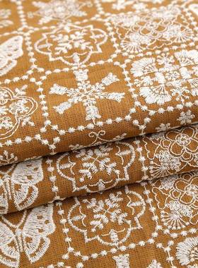 新E21387皆川刺明风格绣料樋口愉美款子布绣花布