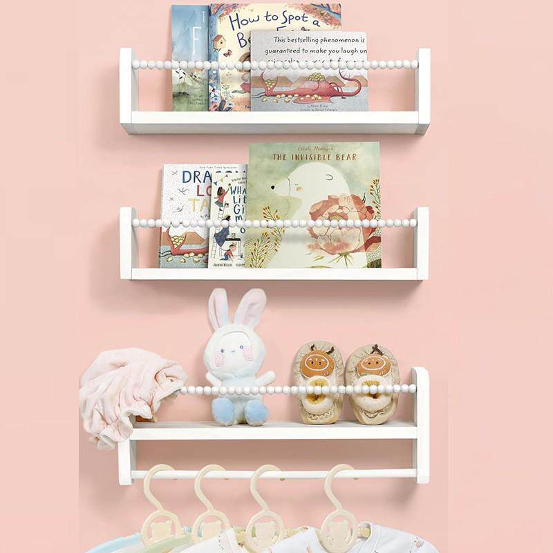 木质壁挂式墙面置物儿童架绘2506161本简约收纳储架物架床玩偶头