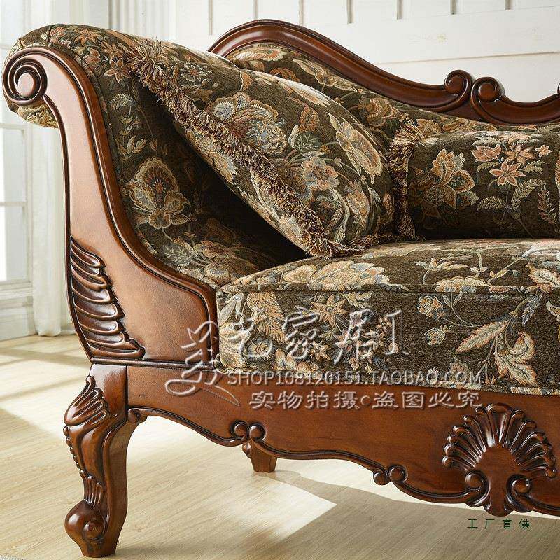 美式椅贵妃躺实木奢华厅卧室单人沙F96STH6J艺发雕花客太妃椅欧式