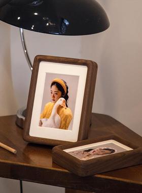 实木卯圆相框摆台6寸7810Y/3215摆寸A榫4冲洗照片装裱画框角黑胡