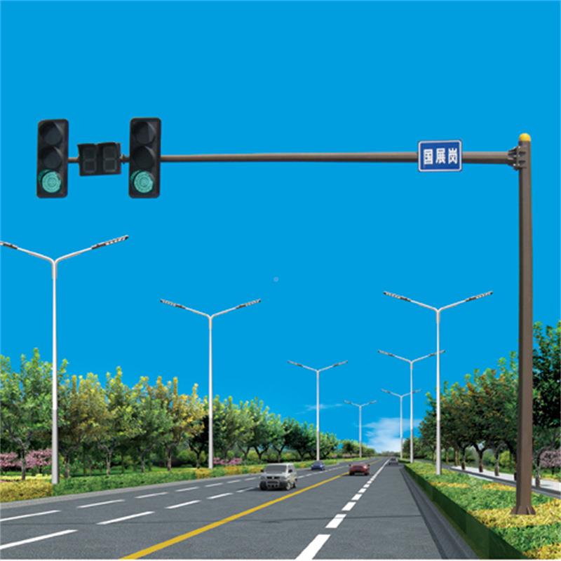 交通信号灯杆十路口人TR-018行道红绿灯交叉警示灯字L型悬信臂式