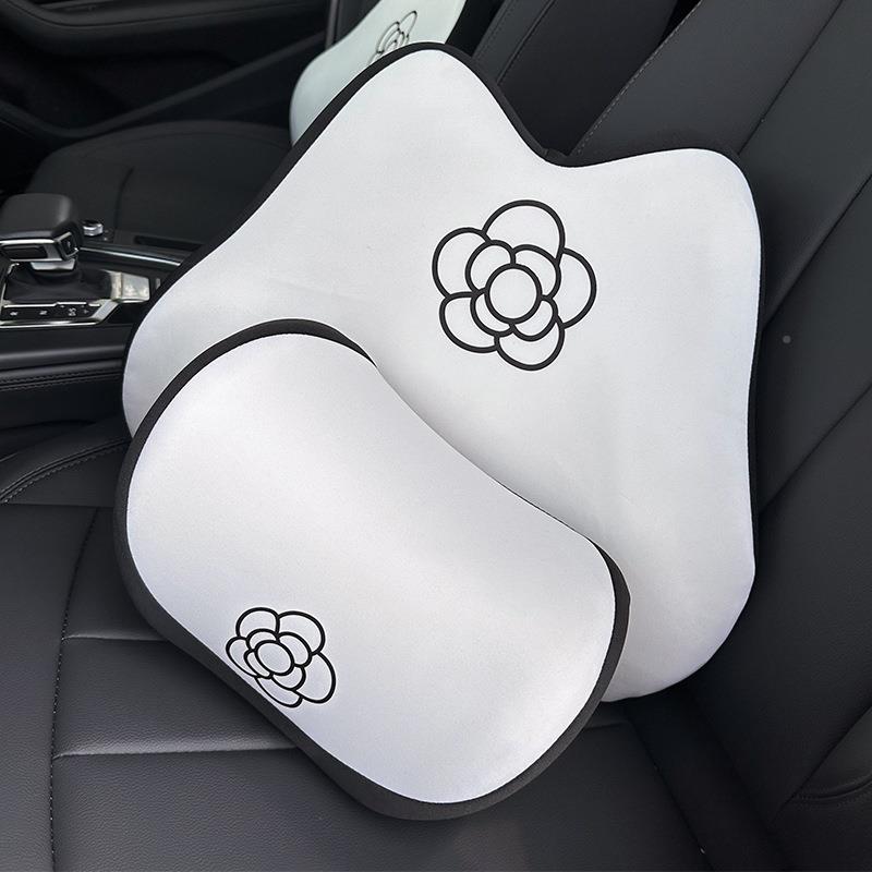 汽车214头枕山抱茶花记忆棉车用柔软座椅护颈枕枕汽车头枕腰靠小
