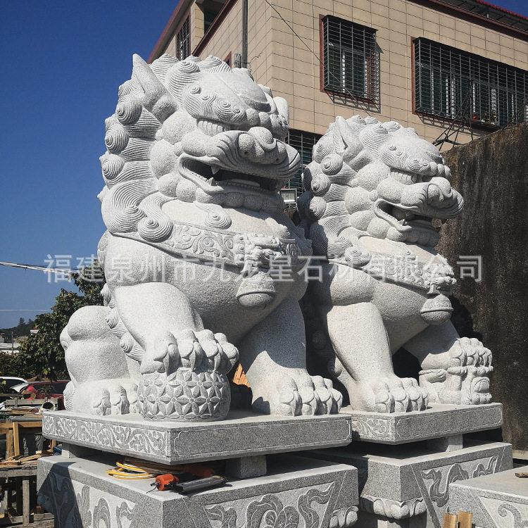 青石石狮子雕塑摆件一对门口