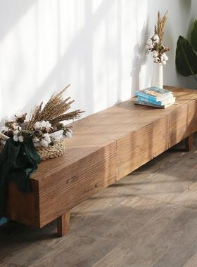 柜9F758ST69U老榆木电视柜全实家木整装储物柜空客厅斗柜悬吊复古