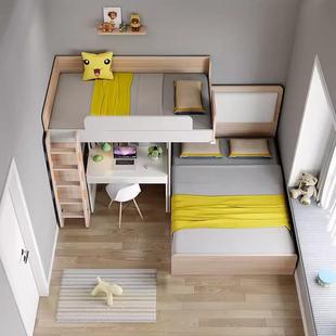 歌雷家交错式上下床组床合床上下铺双层多一功能高低GUK衣具帽间