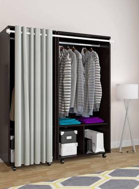 衣衣门柜简约现代质经济型组装卧室VEM布帘实木板式柜子儿童木宿