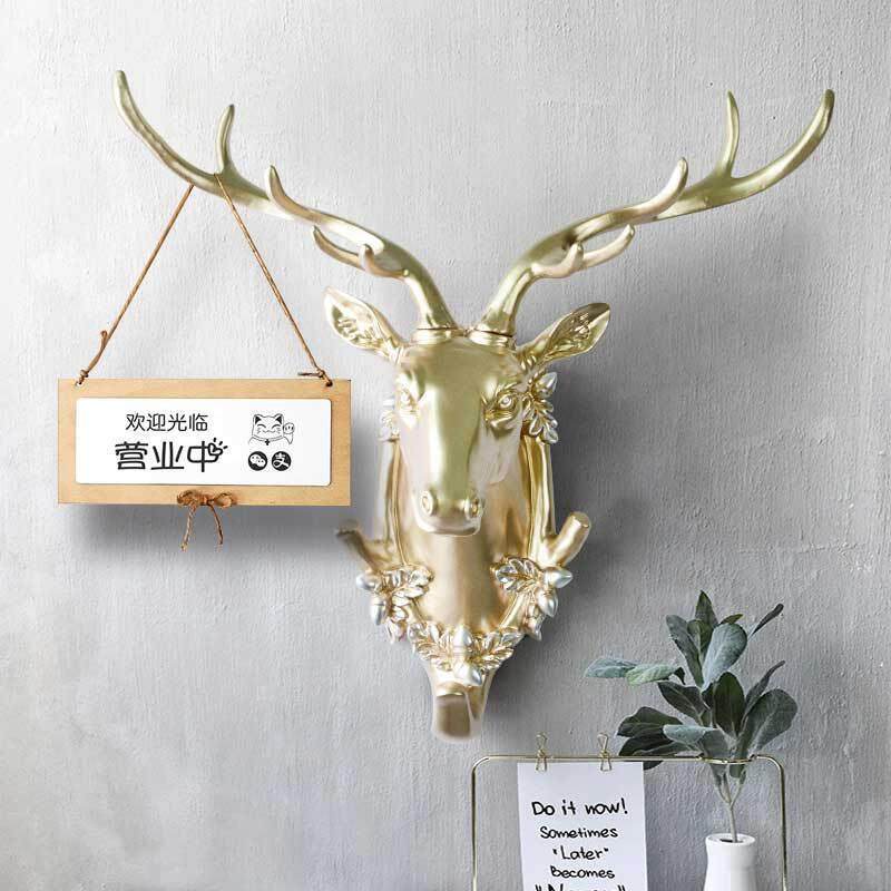 壁家欧式厂创意鹿墙玄关客厅酒NX0166吧背景立体装饰仿真挂件头壁