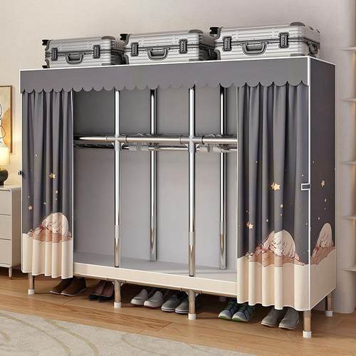 合金易衣柜家用室钢架简加粗加厚钢管组装出租DLW房立式落地布卧