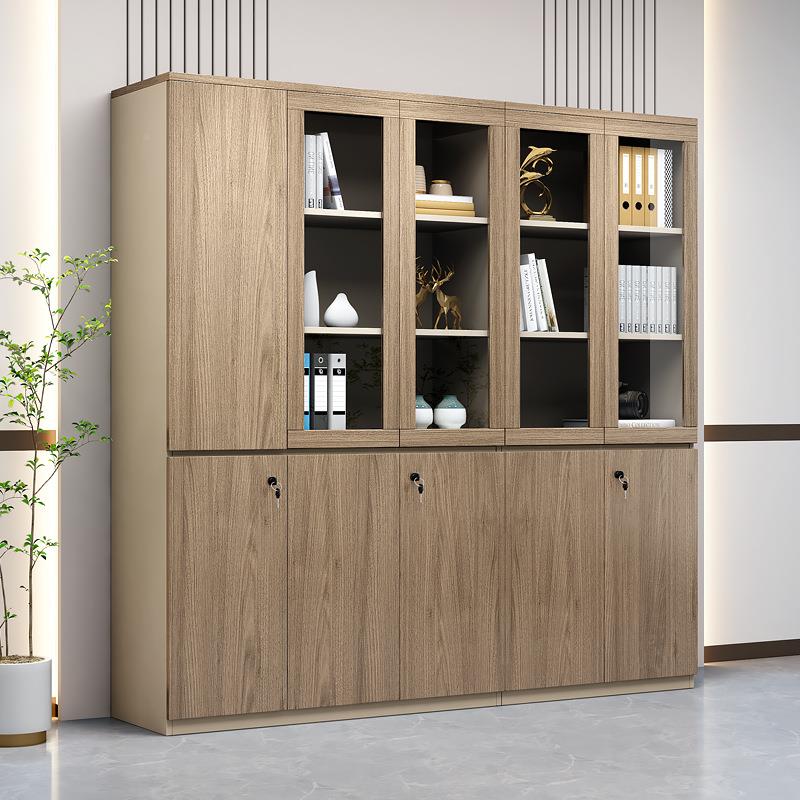 高档文件柜办室储物落地柜案柜tb-72435子简套约现代老公板档桌配