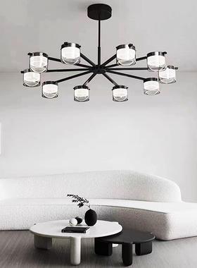 式极简客厅吊灯现卧代简大厅主灯全D1727铜玻璃设计感餐约厅意室