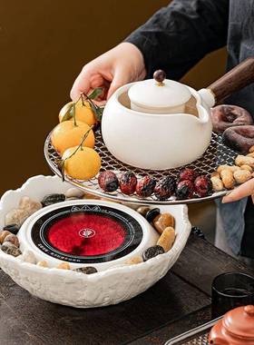 秦艺围炉茶全套室家默认项用煮茶器茶壶电陶内炉烤茶煮泡茶壶套装