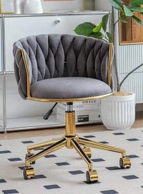 甲轻奢化妆椅卧室妆凳梳家用主播梳妆台脑椅金色美椅KIH电椅书桌