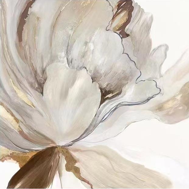 档纯手绘油画现代简约客厅装饰画高厚理肌花NZL02303卉沙发背画景