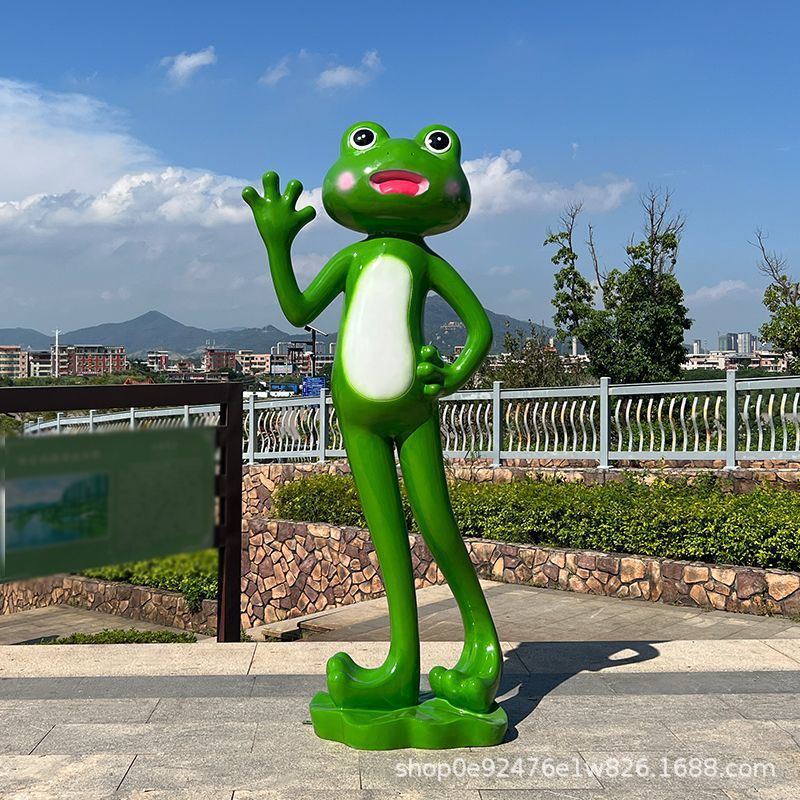 户外卡通青蛙玻璃钢雕塑牛蛙店模型大型美陈摆件网红打卡迎宾装饰