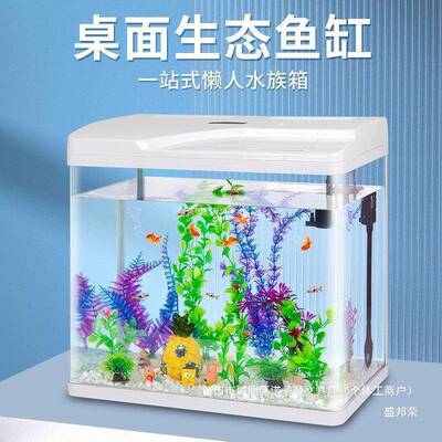 小厂家水族箱WHE生态鱼缸厅换懒水中客型热弯家用金鱼缸造景人免