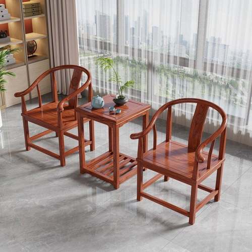 实木椅三套中式靠背圈阳台围椅茶件桌休闲玄PTI关仿古椅包邮