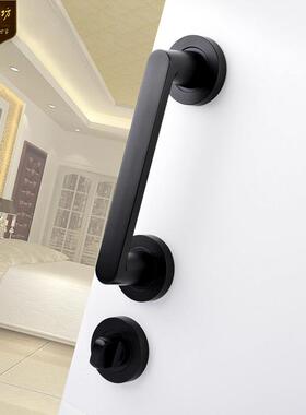 新单面门锁家用型款室内间卧室卫生轻ISI色奢黑静音移门把手