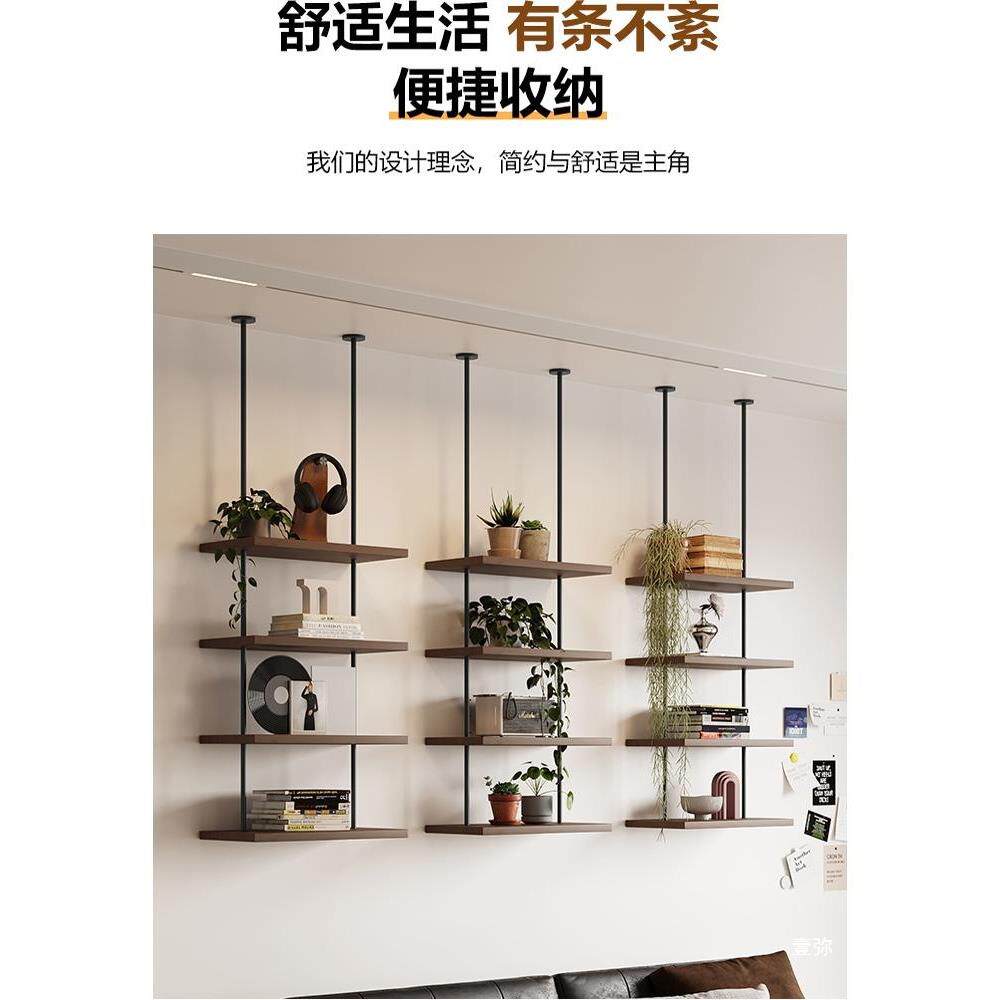 中式茶室背景饰多层展示架MJF紫新壶墙上置物装架吊架悬挂搁板砂