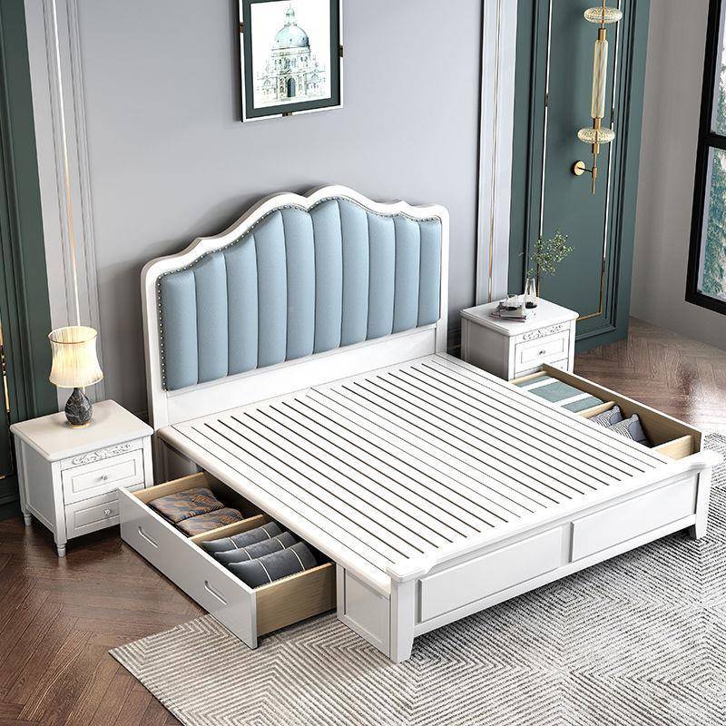 美式轻奢实木床1FRU8米双人婚床1米.主卧欧式.公主大5床软靠包储