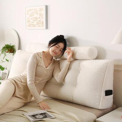 泰迪绒GMJ床头靠护垫床上靠榻米枕软包简约可拆洗榻三角大靠背腰