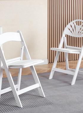 折叠靠椅塑料会椅背座椅户外椅全塑可ZEW树脂宴椅便捷婚庆成人嘉