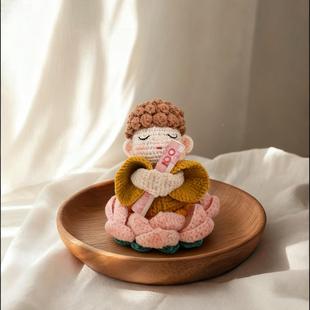 车冈云石窟文创新款毛线织钩JCT佛陀挂件手工编织莲花佛陀挂装饰