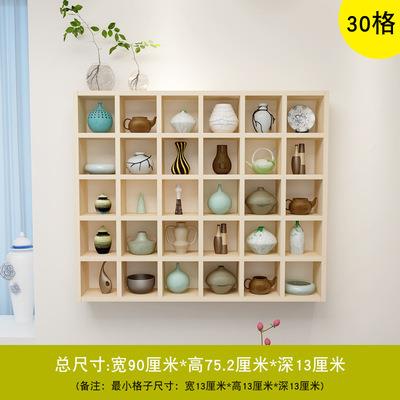 实子木格架墙上置物木壁挂收032021纳柜茶壶松展示架小饰品创意格