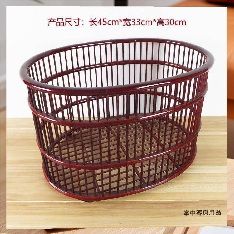 Y9I酒店卫毛生浴式巾收纳筐布间草框竹藤编巾GPI筐家用中脏衣服篮