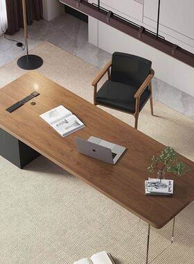 长桌简约现老板总裁经桌实木桌设计师大班电脑办公书台大99456板