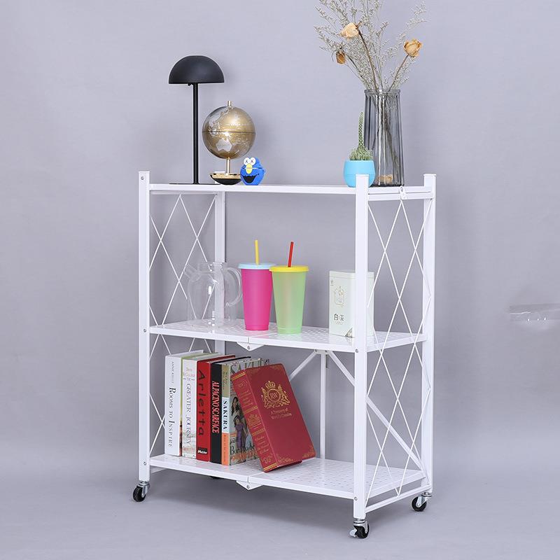 艺多叠折置物架厨房铁储物架层微波炉架子免安装可BLX移动收纳架