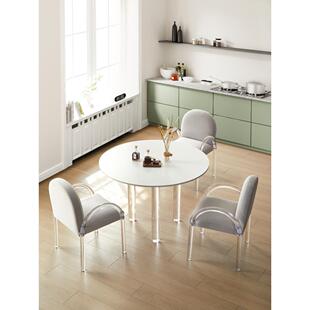 亚克力YZ025约悬代浮圆形柱岩板餐小户型网红博主现简桌家用纯白