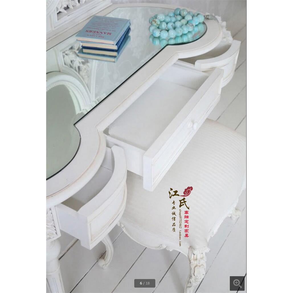 桌法欧式复古怀旧梳妆台/桌式公主实木化妆梳妆台VVO凳卧室小带户