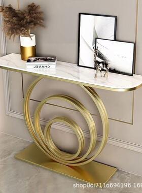 轻奢代玄端关入户装饰客厅简约现靠墙半圆景台板岩中式条案VEJ创