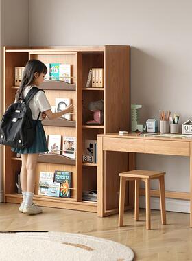 实书木橡木儿书柜地落靠墙一体LAA组合学习桌儿童童房阅读区架