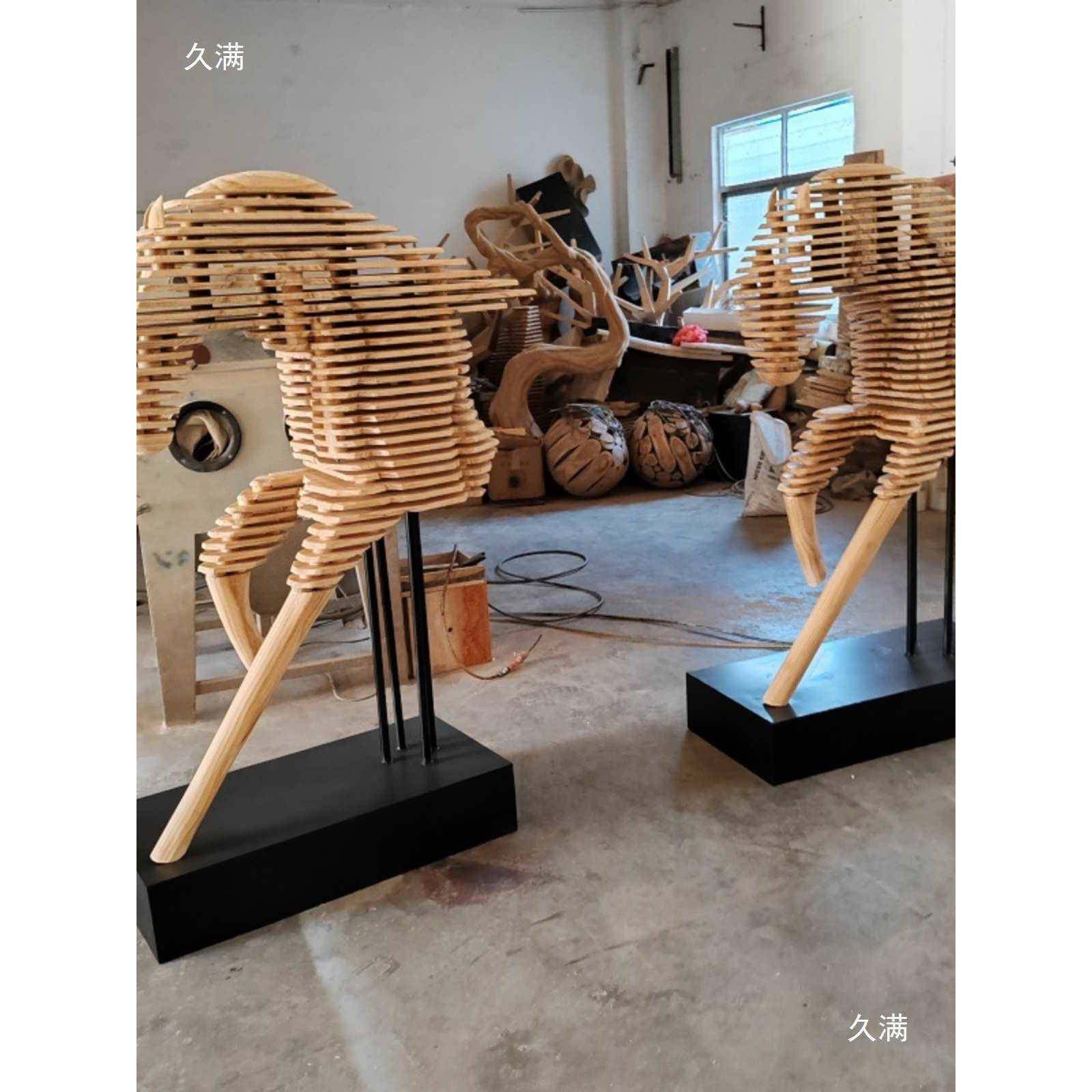 酒店tj#sdloj大堂件大型墅木头雕塑马客厅摆售楼处别创意形状拼接,家居饰品,落地摆件,淘宝优惠券,粉丝福利购,淘宝优惠卷