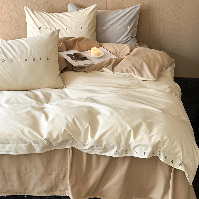 类00支高端纯棉磨1毛四件套冬季刺绣加厚床NWE被套全棉单匹马棉A