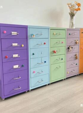 制奶油钢新风多层抽屉柜女孩可款爱斗柜主卧储物柜移动铁艺抽9775