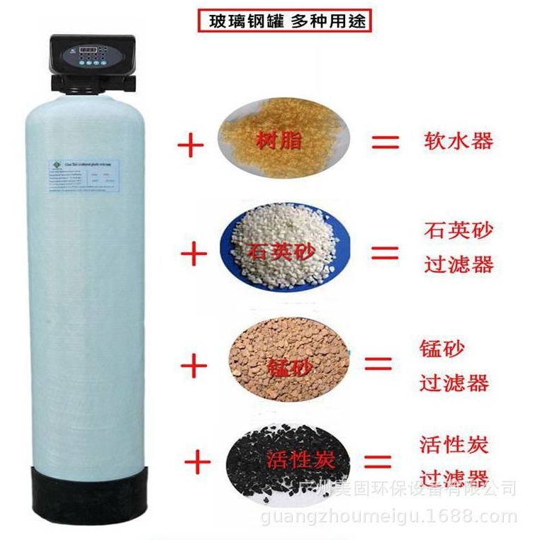 玻璃钢水处理活性炭石英砂锰沙过滤器多介质过滤反渗透前置过滤罐