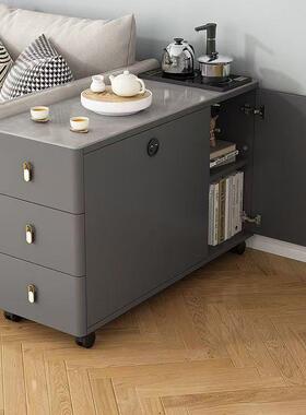 轻DTR奢岩板沙边柜发小户型可移小动家用侧边柜茶几简约现代客厅