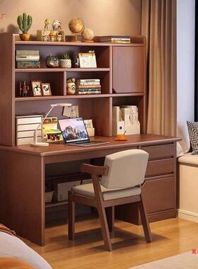木书桌学生家用学实写字卧桌室书架一QHA体桌习子书柜靠墙成人电