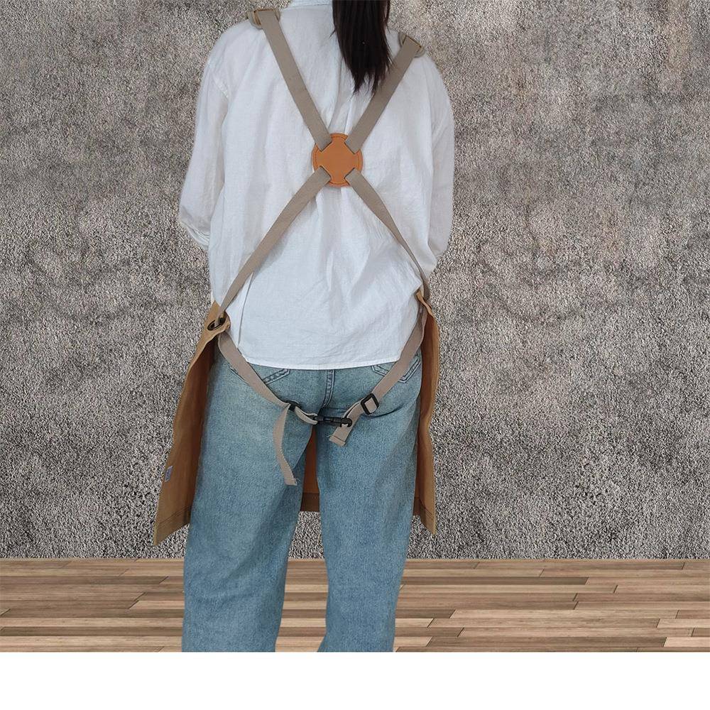 定卡其色油蜡疯马时皮尚餐厅10-26围裙野餐作服务餐工制作围厅裙