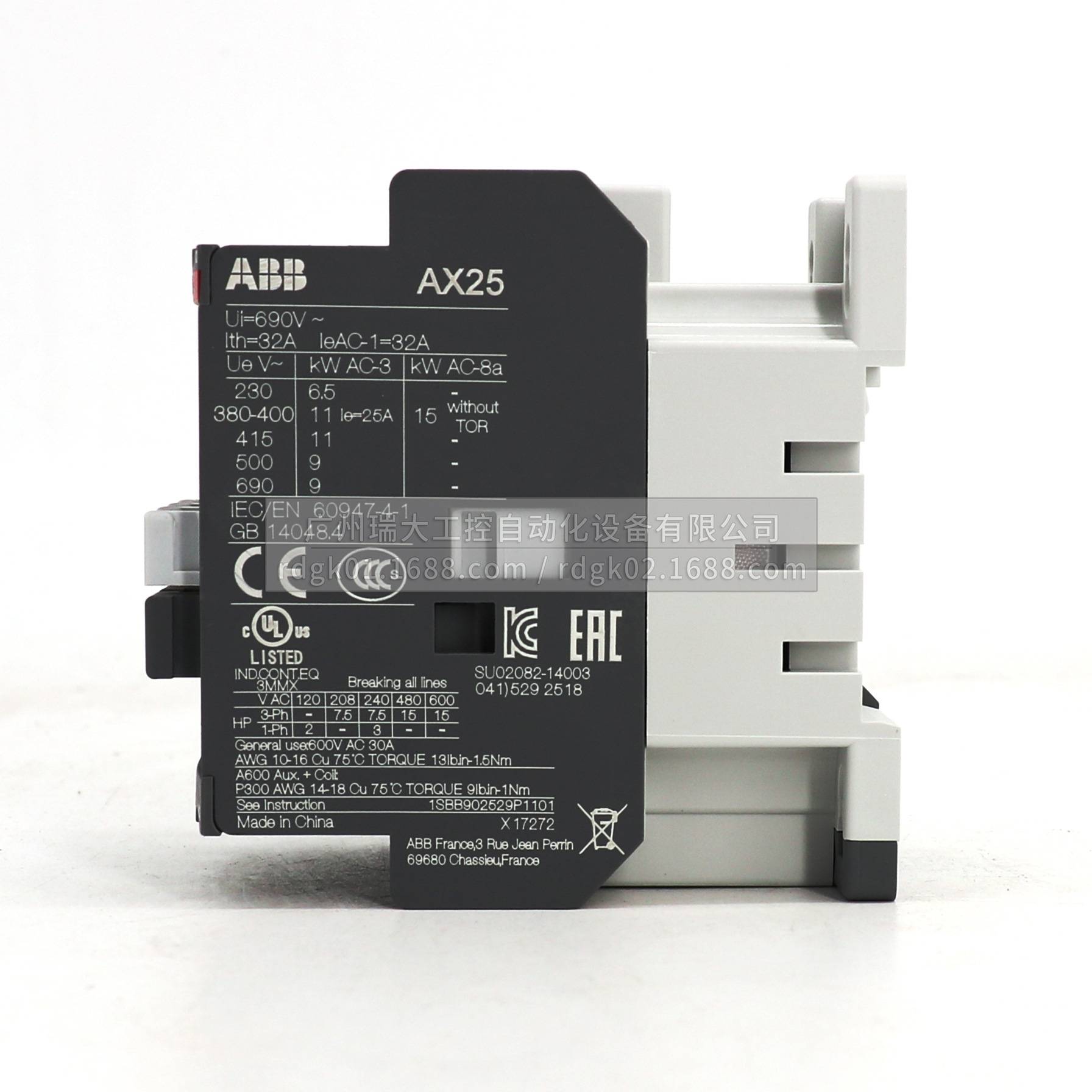 ABB原装 AX交流接触器 AX25-30-10-80*220-230V50Hz/230-240V60Hz