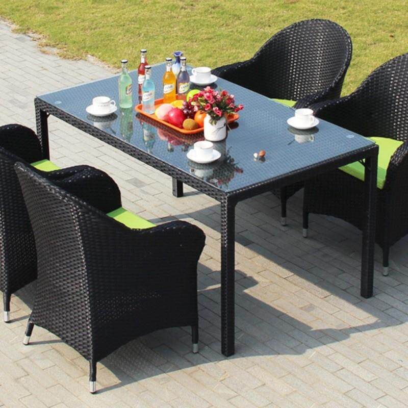 VVV户外露家具院天阳台休闲藤椅组合五件套花园藤编庭三防水防晒