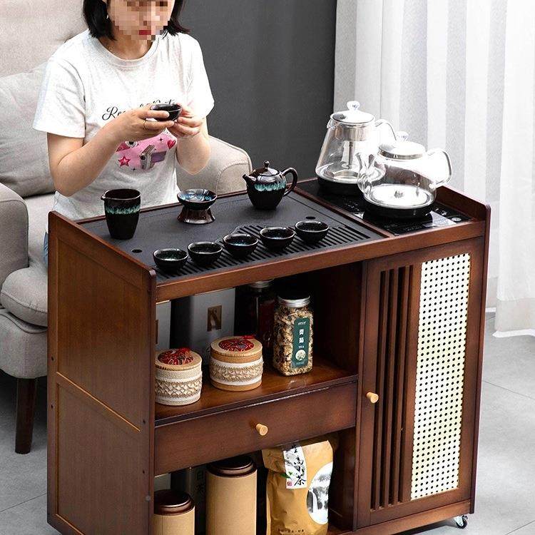移动茶桌小茶烧水壶一体台家用茶水柜实木茶茶几车DHO阳煮台泡茶t