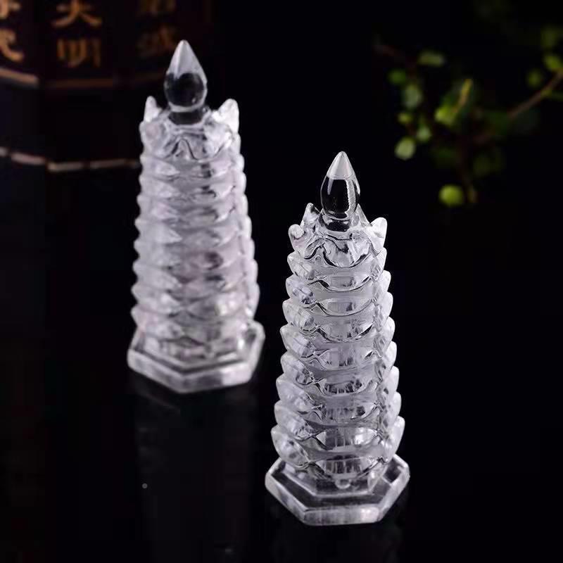 厂家直销然白NNL石粉黄紫水晶文昌塔件水晶原手摆工雕刻办天公桌