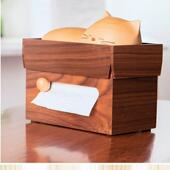 黑木胡桃木纸抽盒创猫咪实纸巾盒轻奢客餐意厅餐桌厅354餐巾纸盒